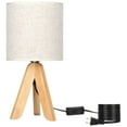 thumbnail image 1 of Oumilen Modern Wood Brown Tripod Nightstand Bedroom Lamps, 1 of 2