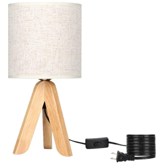 Oumilen Modern Wood Brown Tripod Nightstand Bedroom Lamps