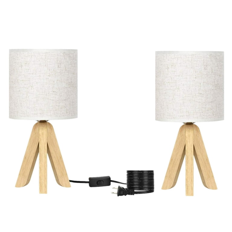 Oumilen 14.5 Wood Table Lamps with Shades Beige (2 Count)