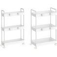 thumbnail image 1 of Oumilen 2 Pack 3 Tier Slim 15.4" Storage Kitchen Cart, Shelving Unit Rolling Rack with Wheels, White, 1 of 7