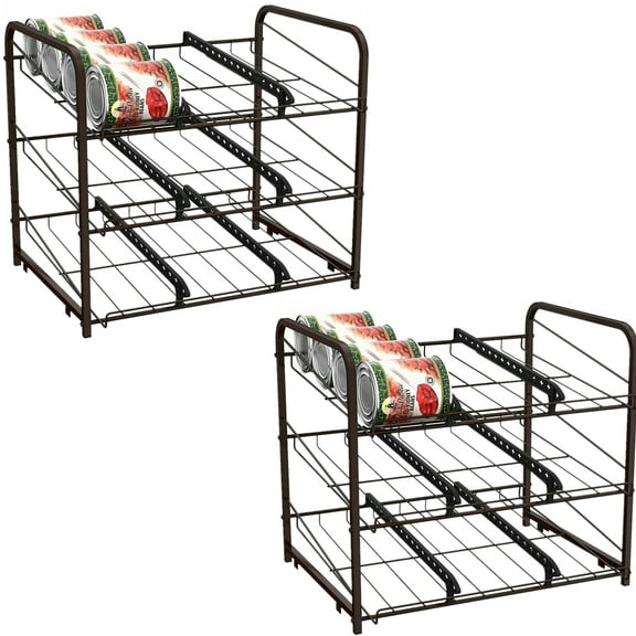 Oumilen 2 Pack 3-Tier Stackable Can Rack Organizer Storage Soda Cola Holder, Brown