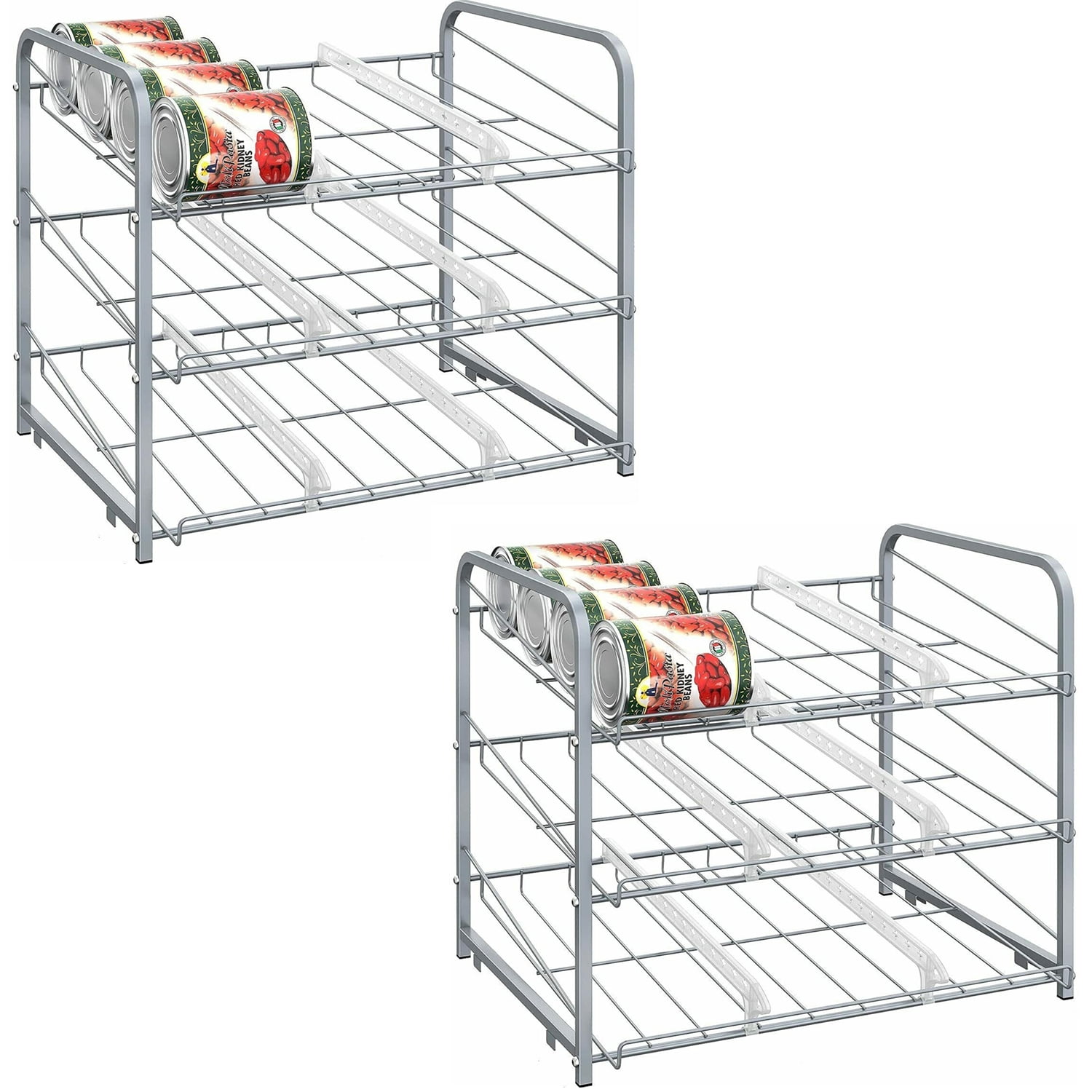 Oumilen 2 Pack 3-Tier Stackable Can Rack Organizer Storage Soda Cola Holder, Silver