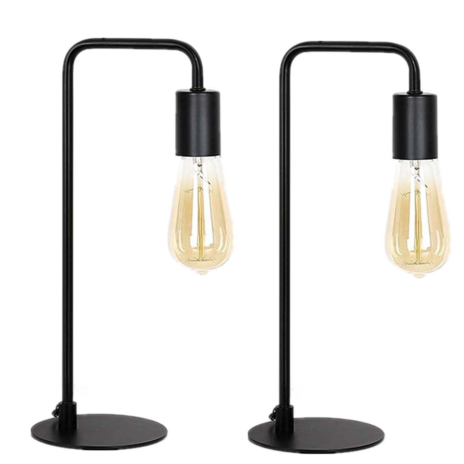 Oumilen Black Modern Table Lamp Industrial Bedside Lamps Set of 2
