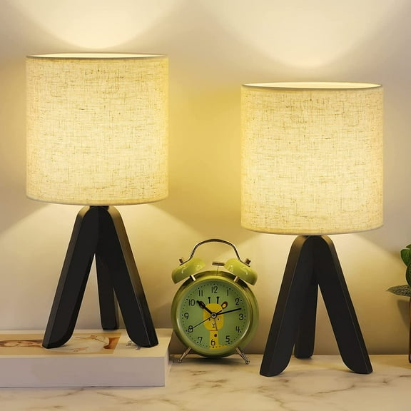 Oumilen 2-Piece Modern Energy Efficient Lamp Set, Linen Shade