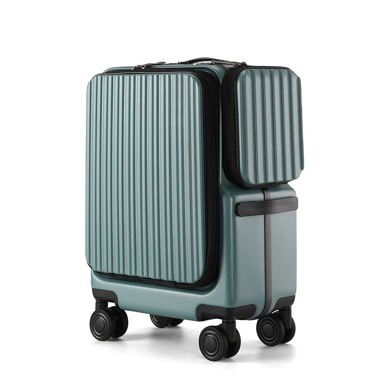 Oumilen 20 Inch Front-Opening Carry-On Luggage, Hardside Spinner Suitcase with USB Port Green