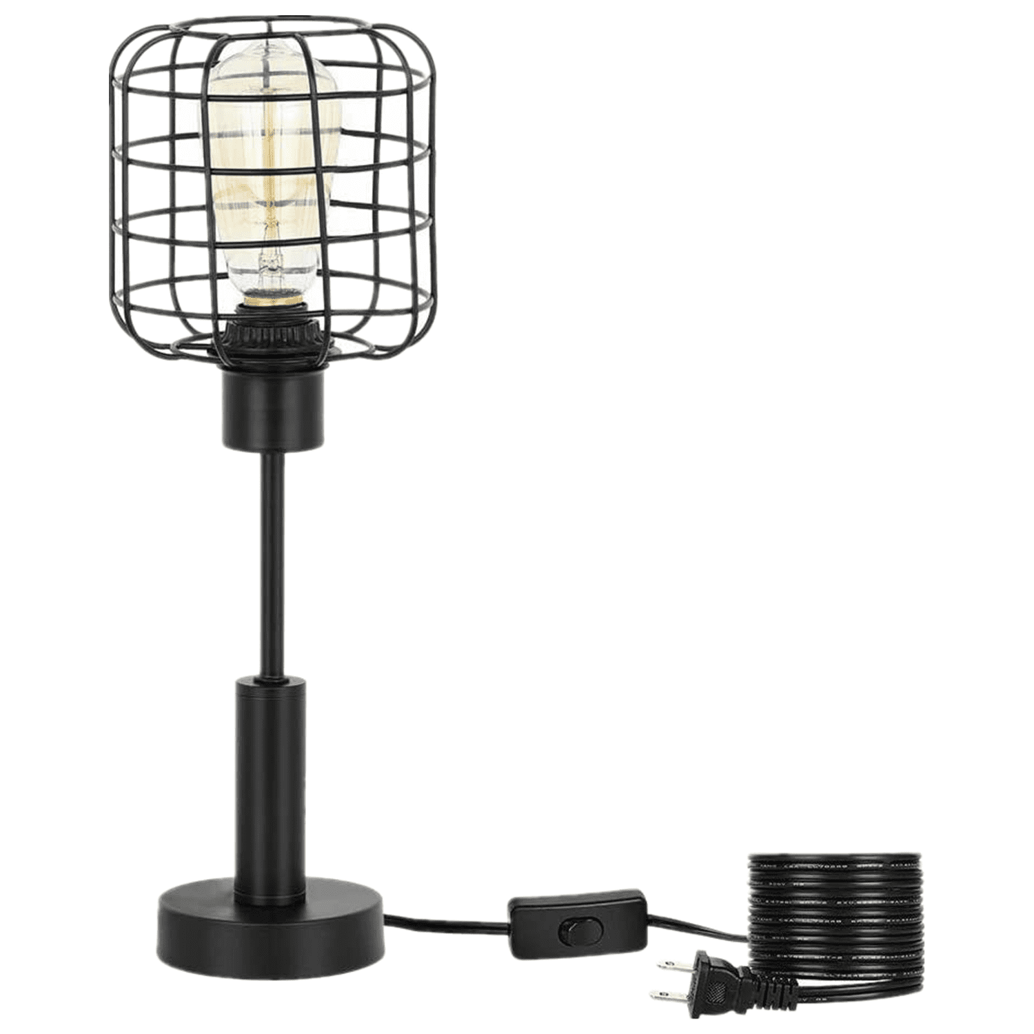 Oumilen Black Industrial Metal Table Lamp with Cage Shade