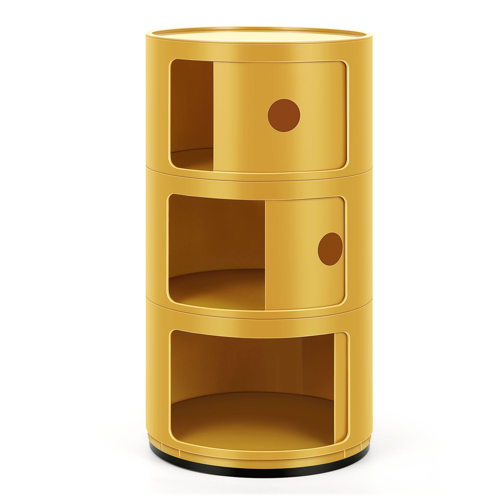 Oumilen 3 Drawer Sliding Barrel Modern Bedroom Nightstand Yellow