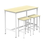 Oumilen 3 Piece Wood Bar Table and 2 Chairs Set Indoor Counter Height Dining Set, White