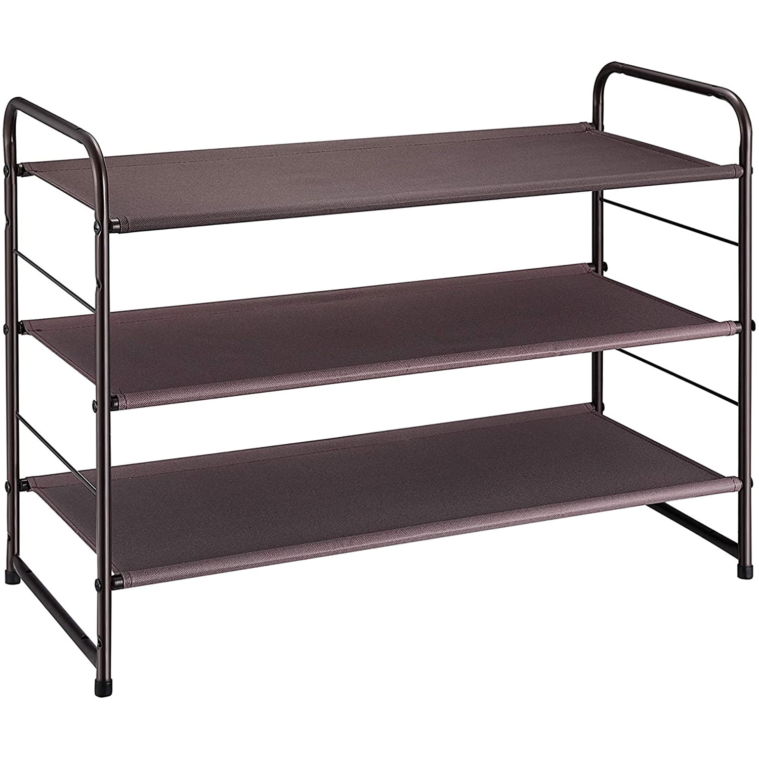 Oumilen 3-Tier Stackable Shoe Rack, Metal and Fabric, Bronze