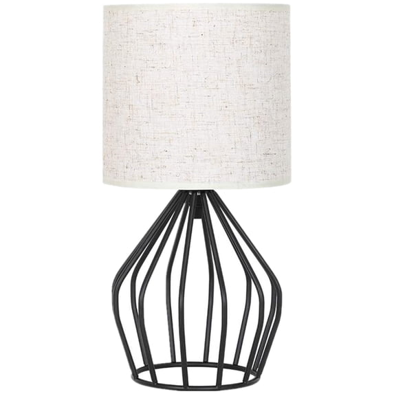 Oumilen 4.7" Black Table Lamp with White Shades