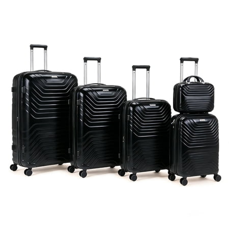 Oumilen 5-Piece Hardside Spinner Luggage Set, ABS Suitcase with TSA Lock, Black