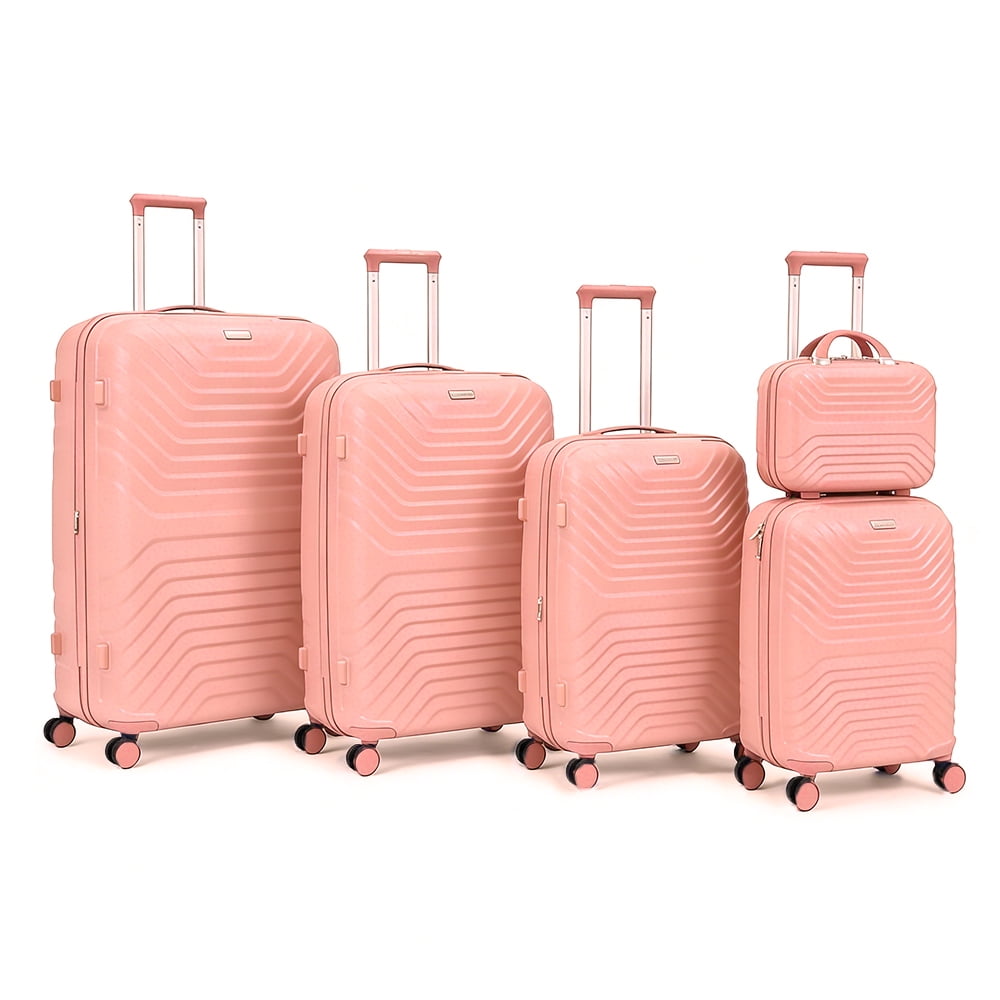 Oumilen 5-Piece Hardside Spinner Luggage Set, ABS Suitcase with TSA Lock, Rose