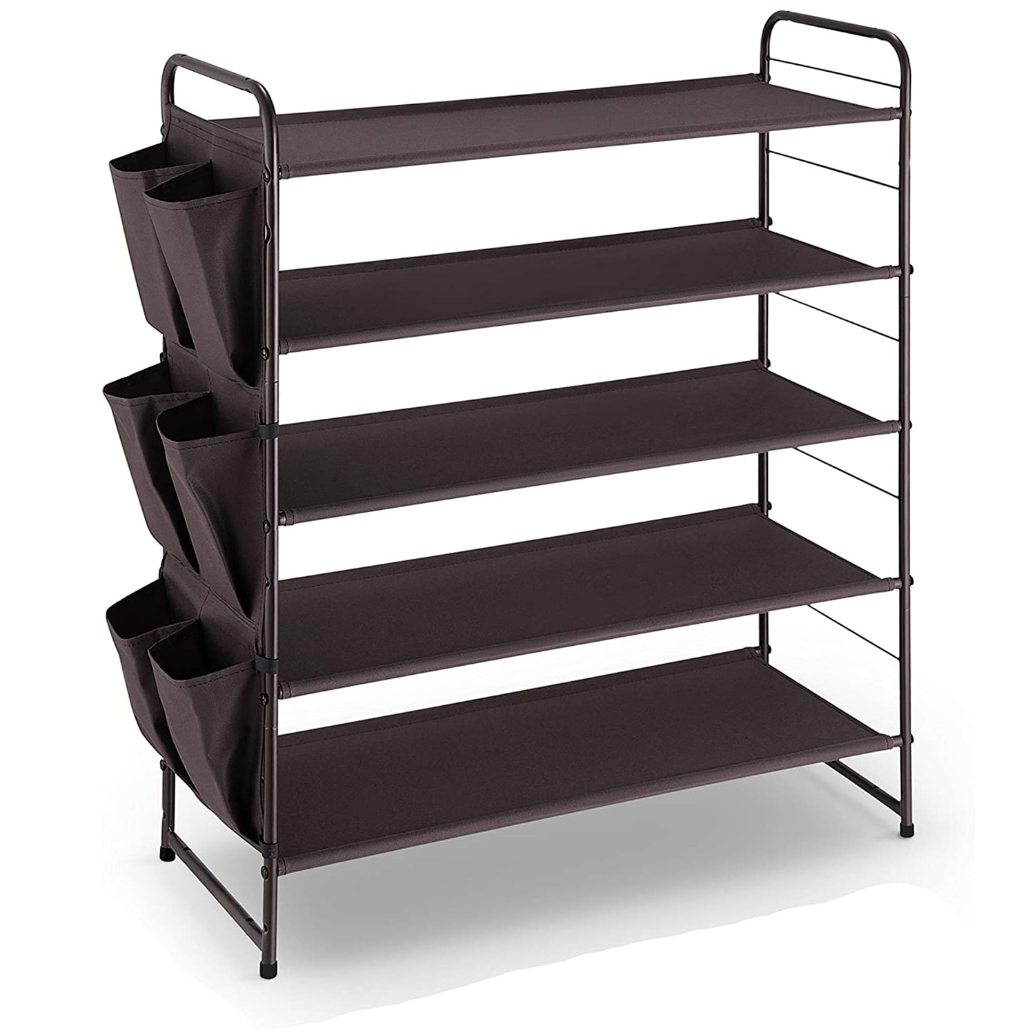Oumilen 5-Tier Stackable Shoe Rack, Metal and Fabric, Bronze