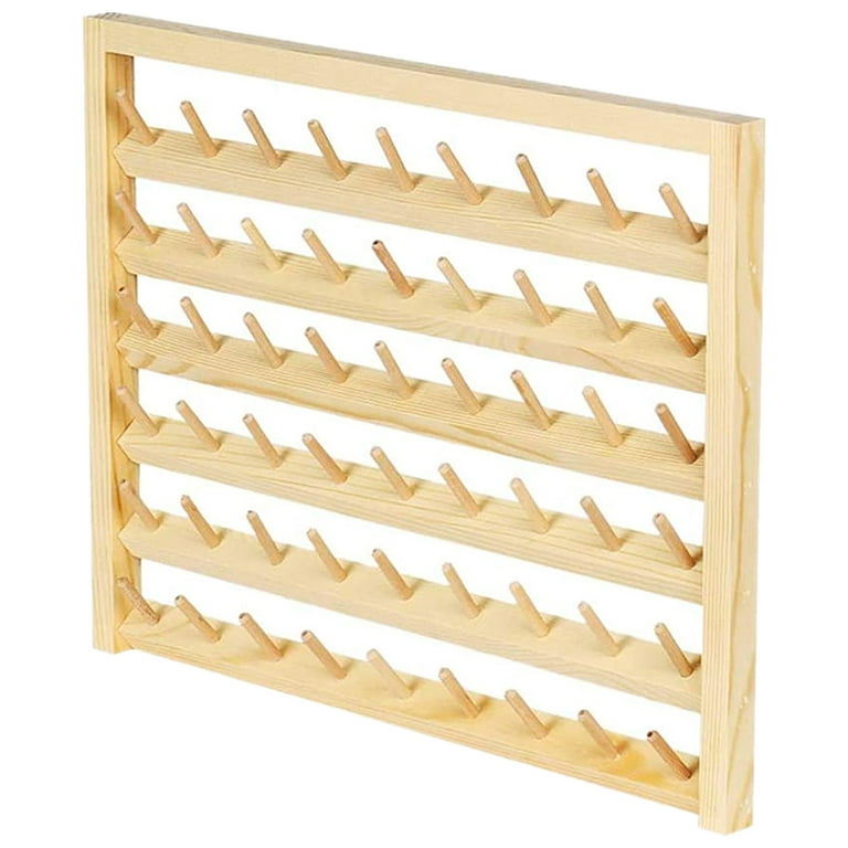 Oumilen 54-Spool Wall Mounted Wooden Sewing Thread Rack 