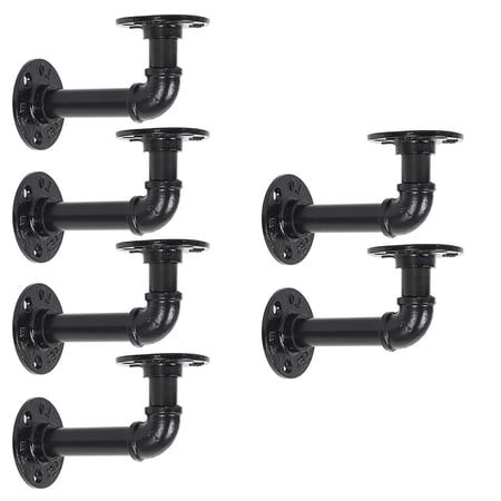 Oumilen 6 Packs Industrial Rustic DIY Wall Shelves Brackets Pipe Shelf Brackets, Black