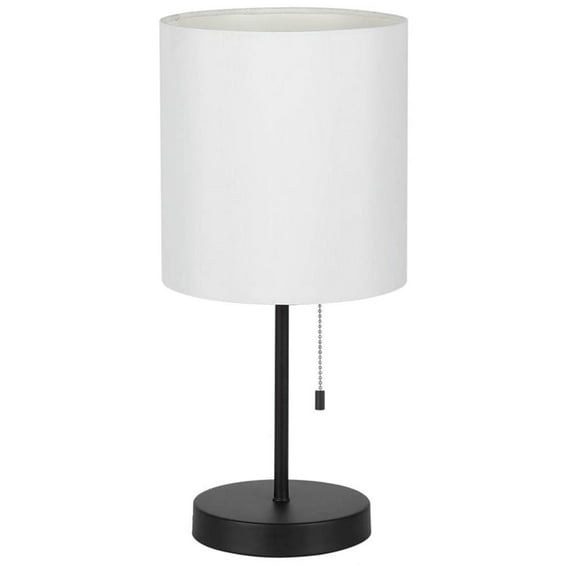 Oumilen Black Modern Desk Lamp with White Fabric Lamp Shade (Without Bulb)