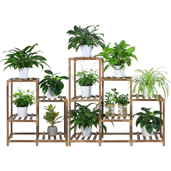 Oumilen Backyard Wide 11 Potted Ladder Garden Wood Plant Rack