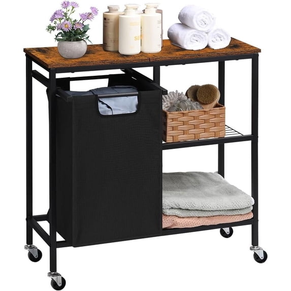 Oumilen Carrying Handles Metal Rectangle Laundry Sorter, Brown