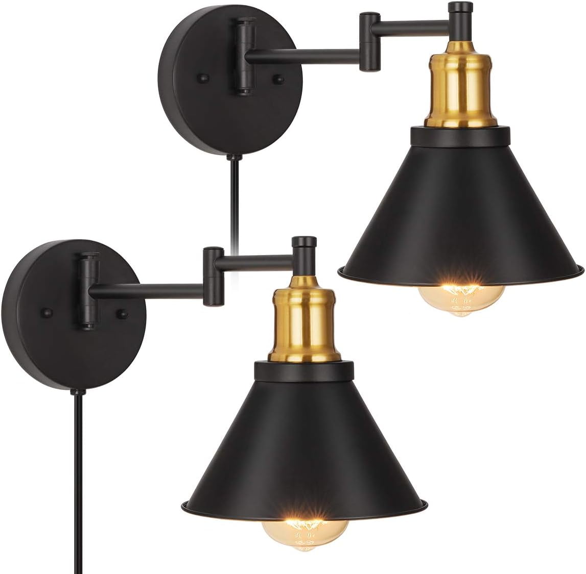 Oumilen Energy Efficient Indoor 2-Light Brass Wall Sconce (2 Count)