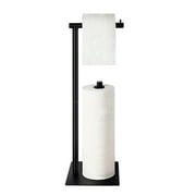Oumilen Freestanding Metal Toilet Paper Roll Holder, Natural Black