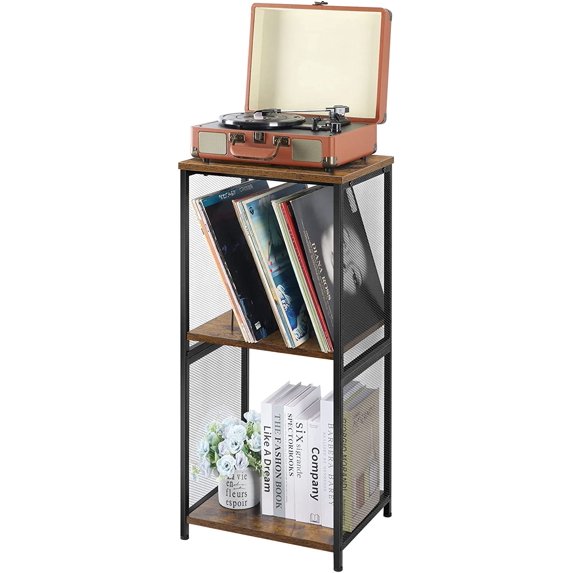 Oumilen Indoor Modern Adjustable, Multifunction Wood Rectangle End Table, Rustic Brown