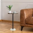 thumbnail image 1 of Oumilen Indoor Modern Marble Circle End Table, Brown, 1 of 4