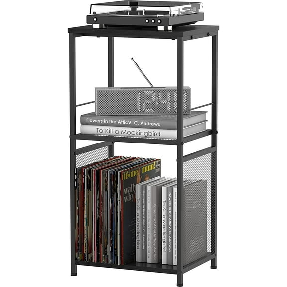 Oumilen Indoor Storage Wood Rectangle End Table, Black