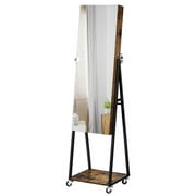 Oumilen Jewelry Armoire on Casters in Burnt Wood Brown for Adults
