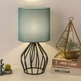 thumbnail image 1 of Oumilen Modern Table Lamp 14.6” -Light Black Metal Cage Table Lamp with Gray Fabric Shade, 1 of 3