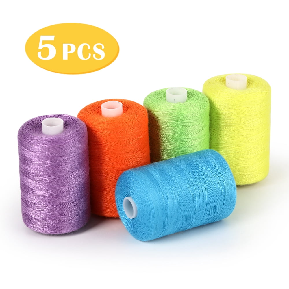 Sewing Thread Sets-5 Color Spools Thread Mixed Cotton, 1000 Yards Sew Kit Thread