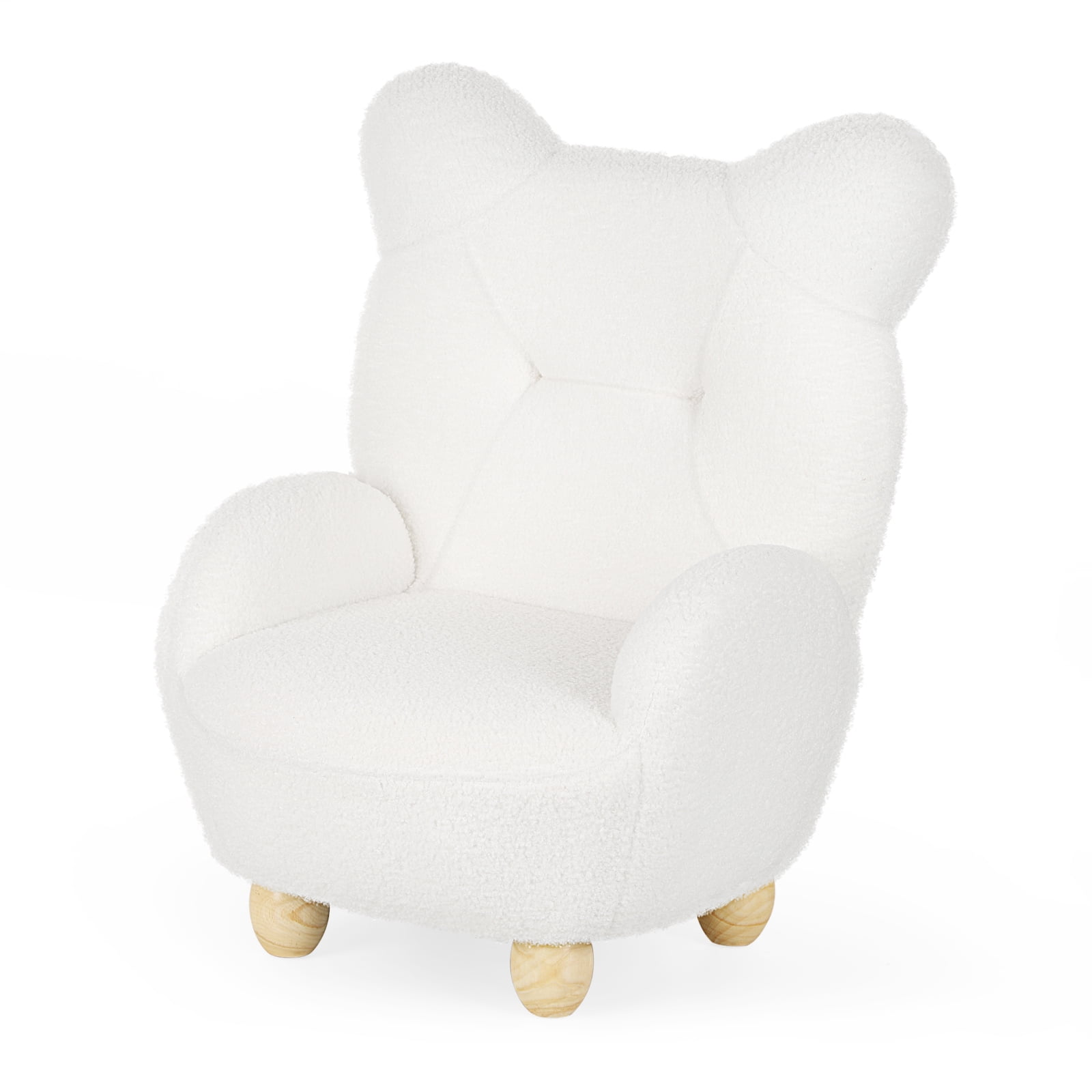 Oumilen Plush Bear Indoor Accent Chair for Kids, White