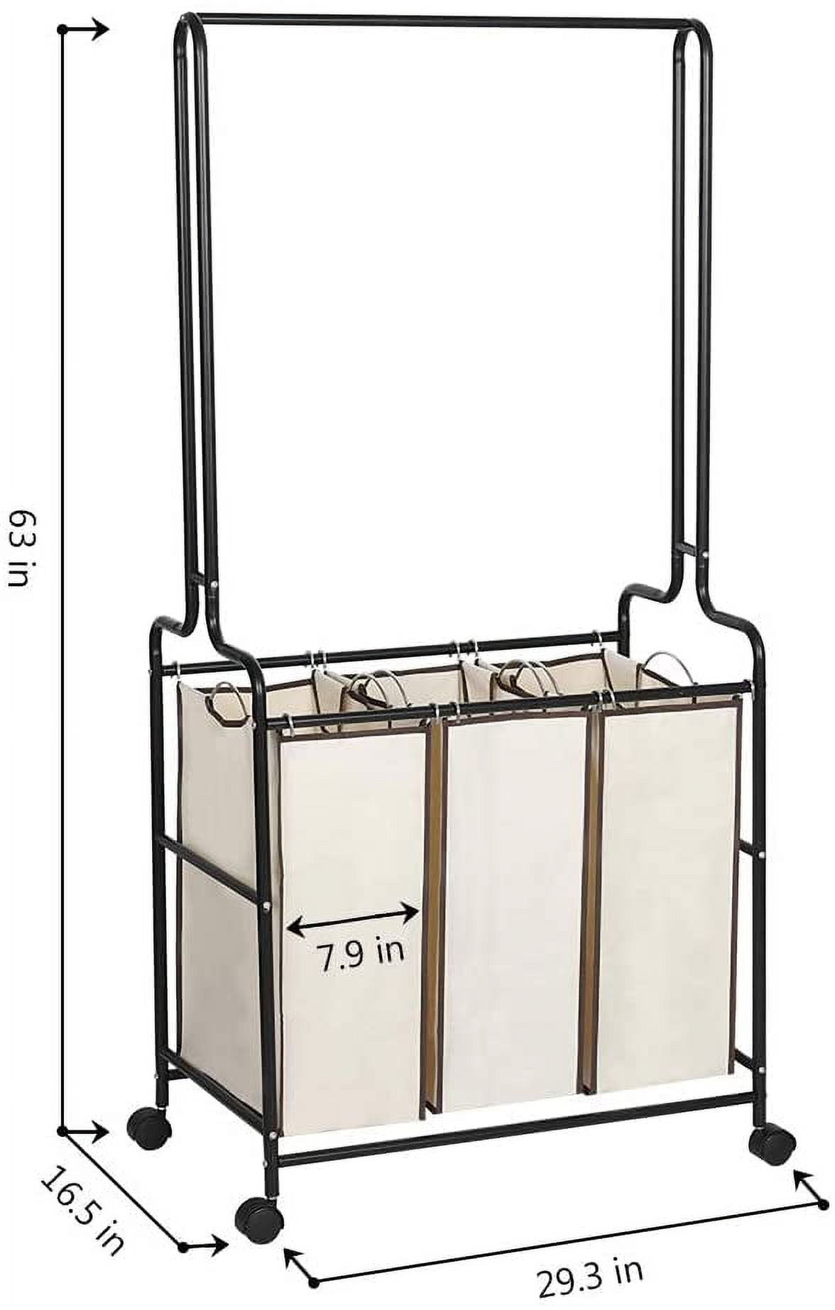 Oumilen Removable 3 Bags Heavy Duty Laundry Sorters Cart with Hanging
