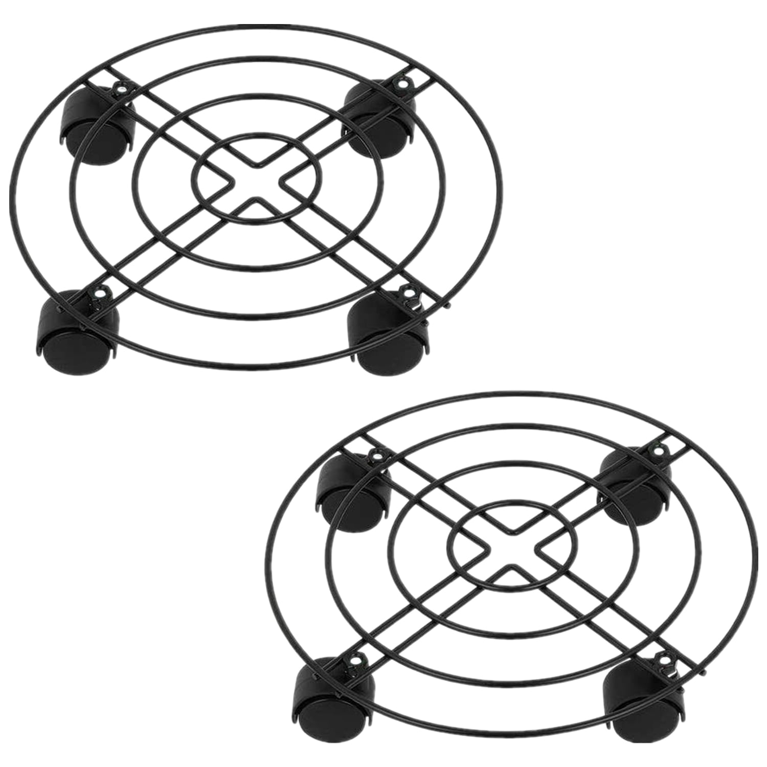 Oumilen Round Black Iron/PVC Solid Plant Planer Rustproof (2 Count)