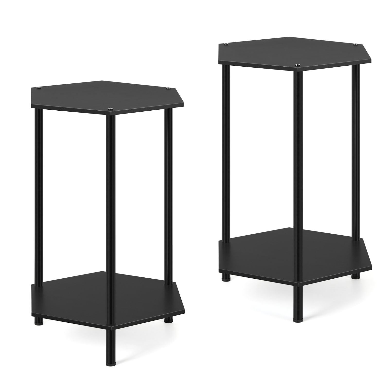 Oumilen Set of 2 Tier Metal Black Nightstand 7.48"