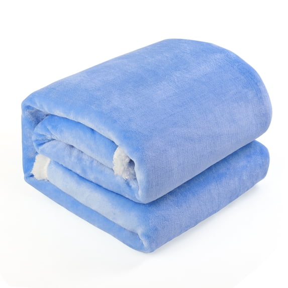 Oumilen Adult Solid Print Flannel Luxury Lightweight Throws, 50" x 60", Blue