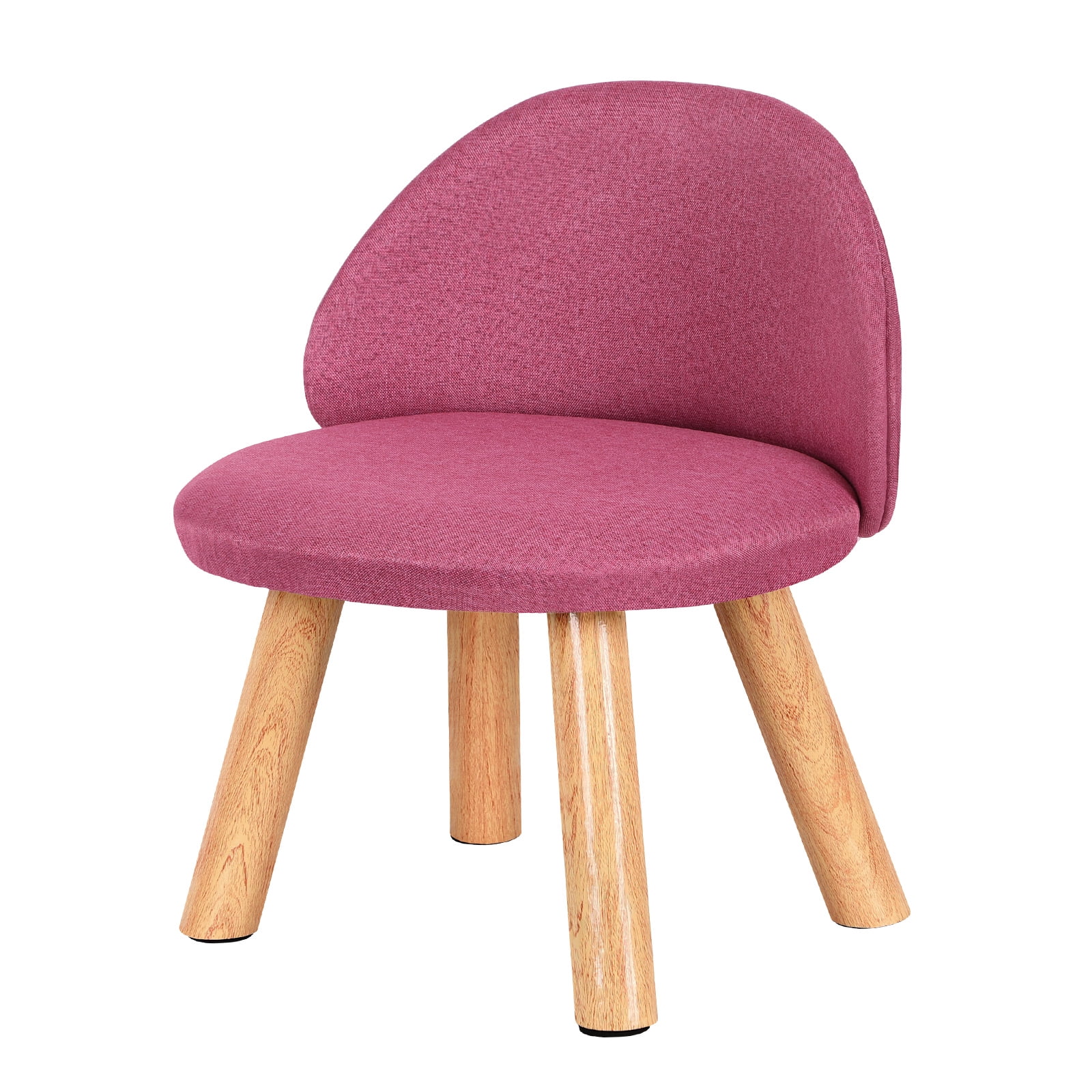 Oumilen Upholstered Kids Indoor Accent Chair with Wooden Legs, Pink Linen