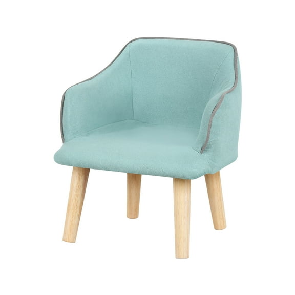 Oumilen Upholstered Kids Indoor Accent Chair with Wooden Legs and Armrests, Light Blue