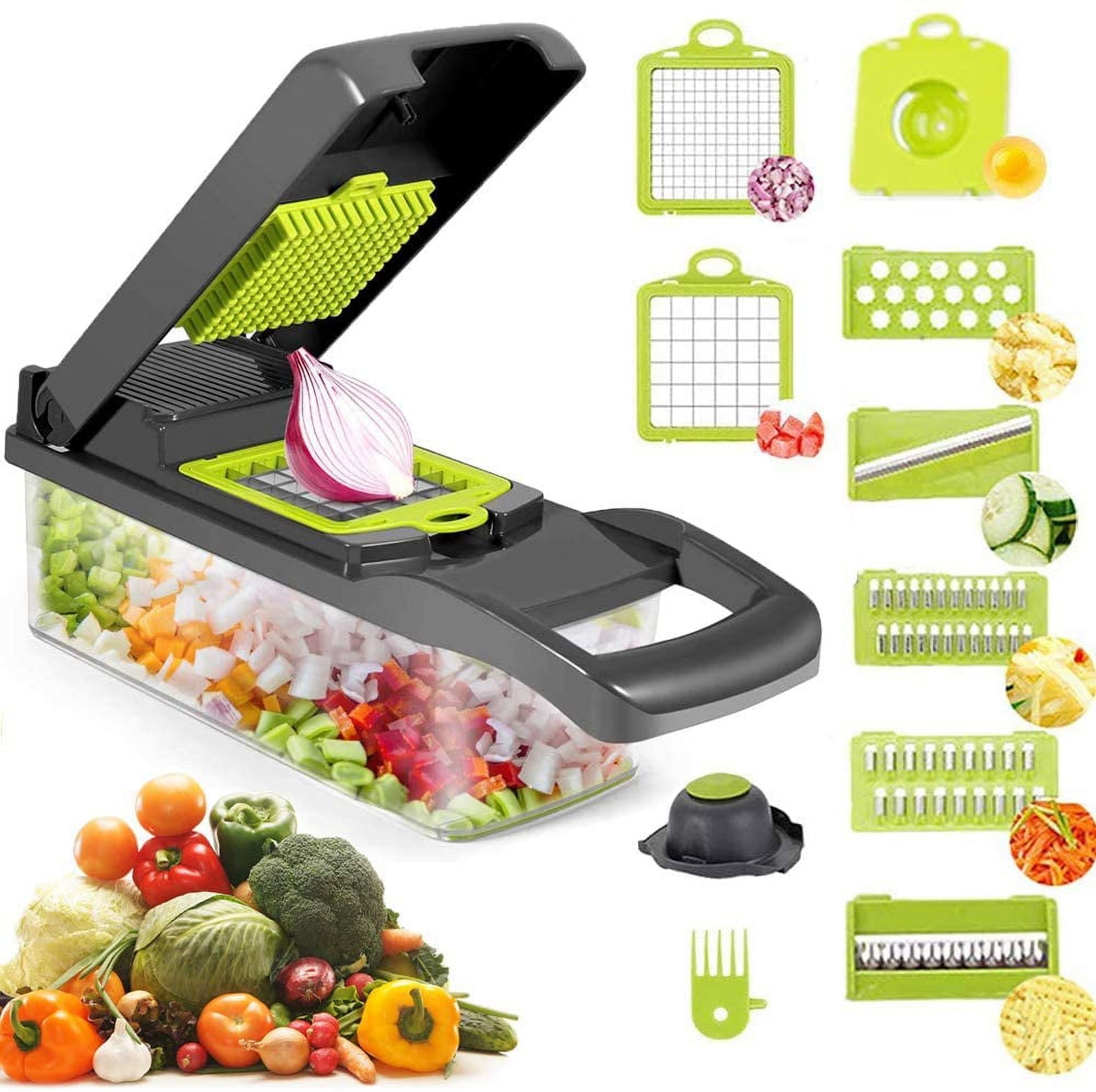 Cheer Collection Vegetable Chopper with Container - 10 in 1 Food Slicer Vegetable Cutter with 8 Blades