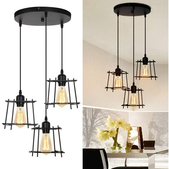Oumilen Vintage 3 Lights Ceiling Pendant Lights Black