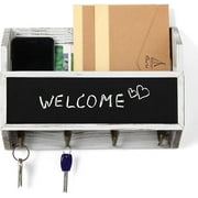 Oumilen Wall Mount Mail & Key Holder Organizer with 4 Key Hooks Whitewash