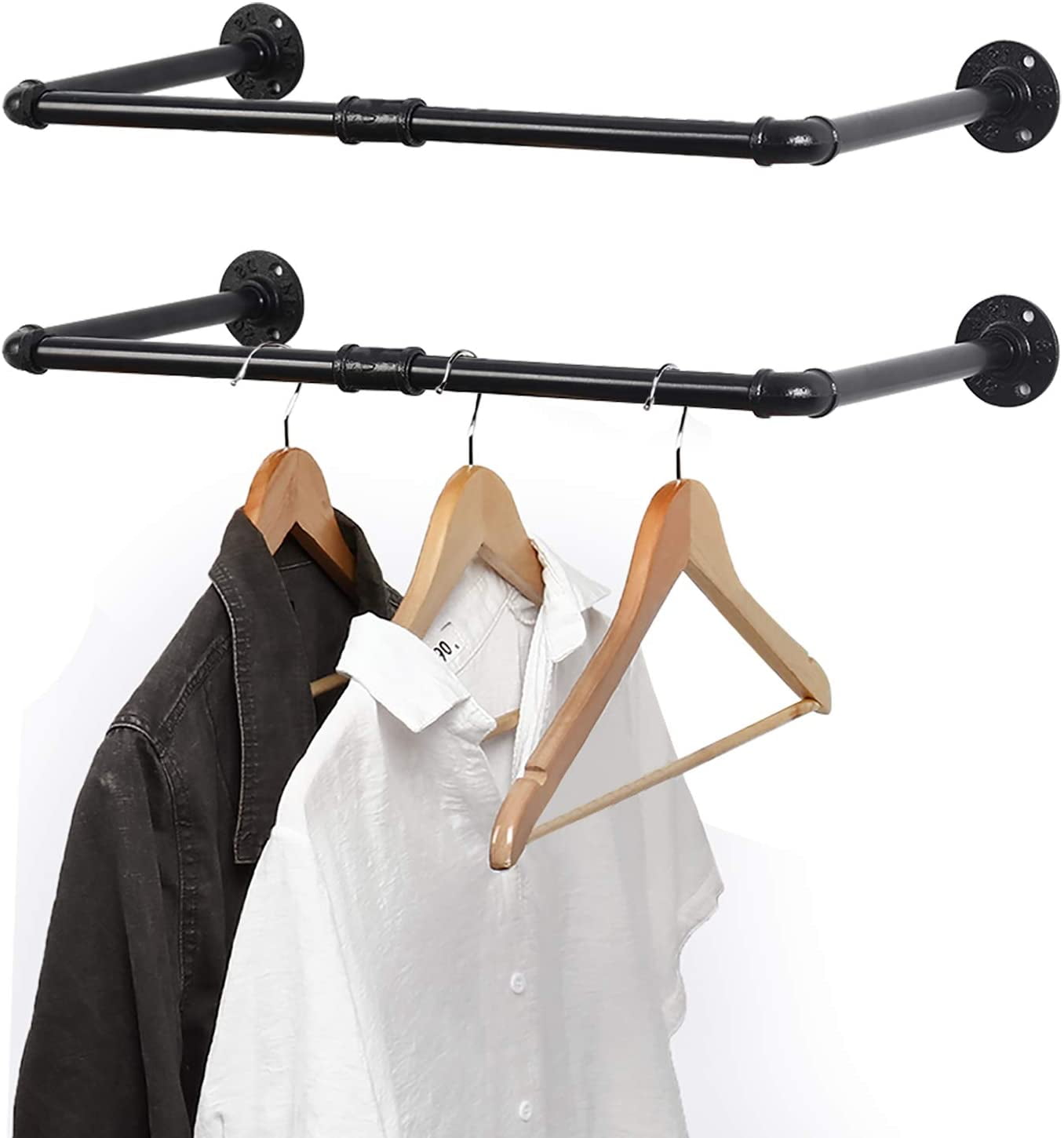 Oumilen Wall Mounted 32.6" Multi-Purpose Clothing Rack, Metal, Black
