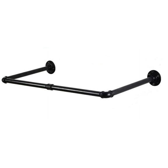 Oumilen Wall Mounted Industrial Pipe Clothes Rack, Metal, Black