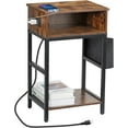thumbnail image 1 of Oumilen Western Home End Table with Storage Bag, Drawer and Build-In Fast Charging Station with USB Ports Nightstand, Rustic Brown Wood, 1 of 7