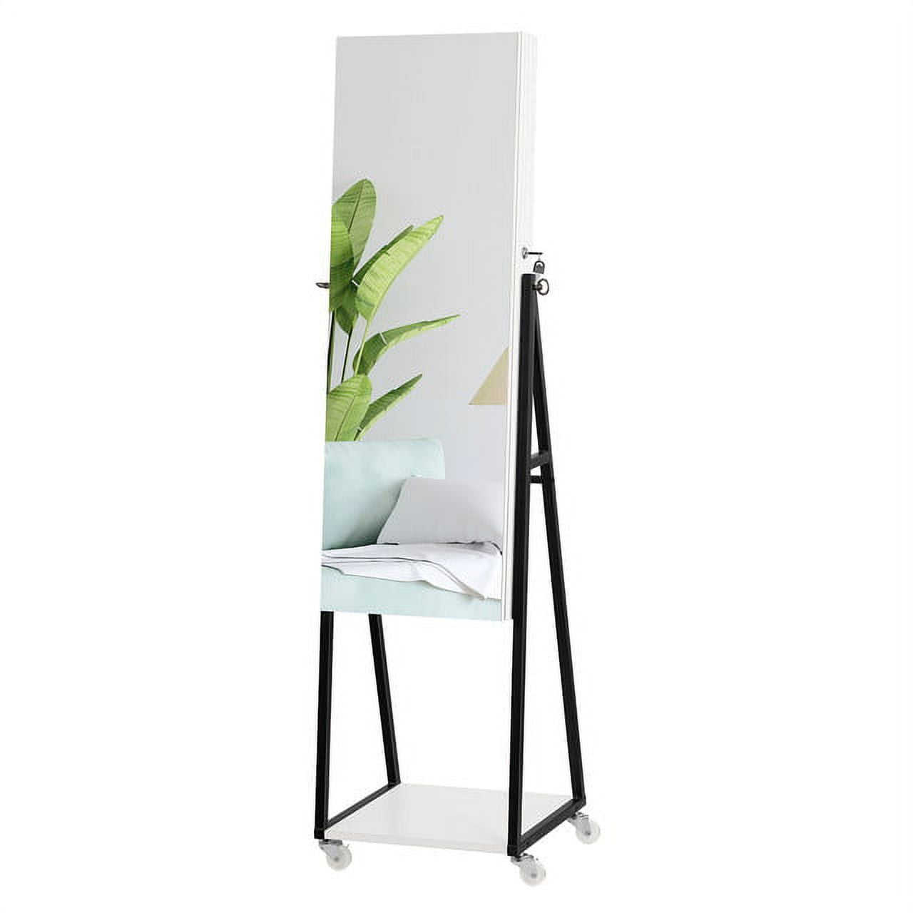 Oumilen Wood Jewelry Armoire on Casters in Pure White