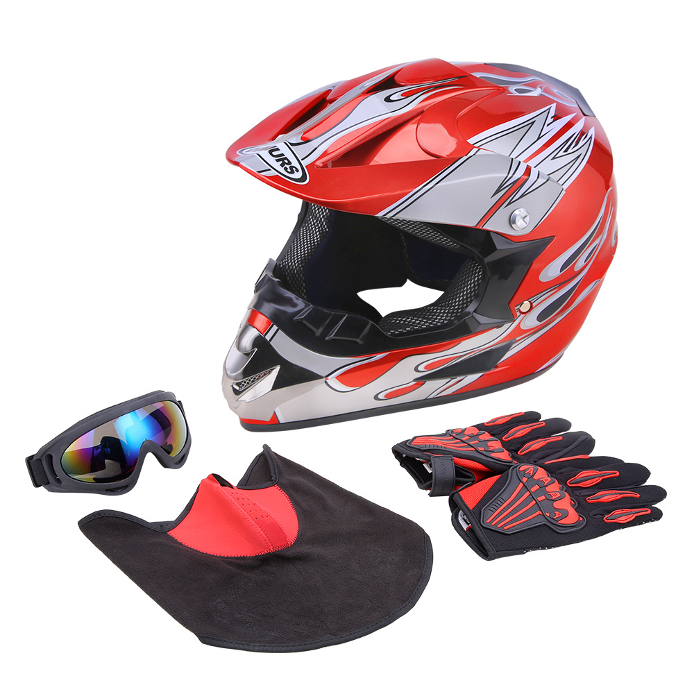 TCMT DOT Youth Full Face Helmet – For Dirt Bike, ATV, Motocross – Multiple Colors & Sizes, With Goggles & Gloves