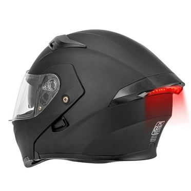 Oumurs DOT New Motorcycle Bike Modular Full Face Helmet, Matte Black, XL, with Dual Visor, Sun Shield, LED Tail Light