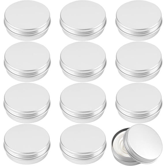 Ounce Salve Tins with Lids, Small Metal Aluminum Tin Jar Refillable Containers, Round Tin Travel Cosmetic Containers with Screw Lids, Tin Can for Salve, Balm, Lip Balm, Cream