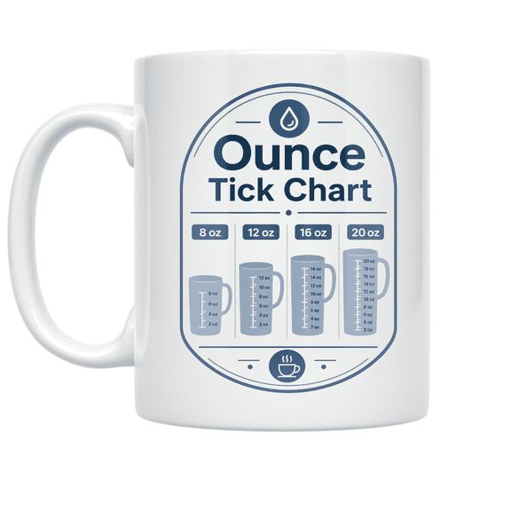 Ounce Tick Chart - Coffee Enthusiast - 11 oz Ceramic Coffee Mug