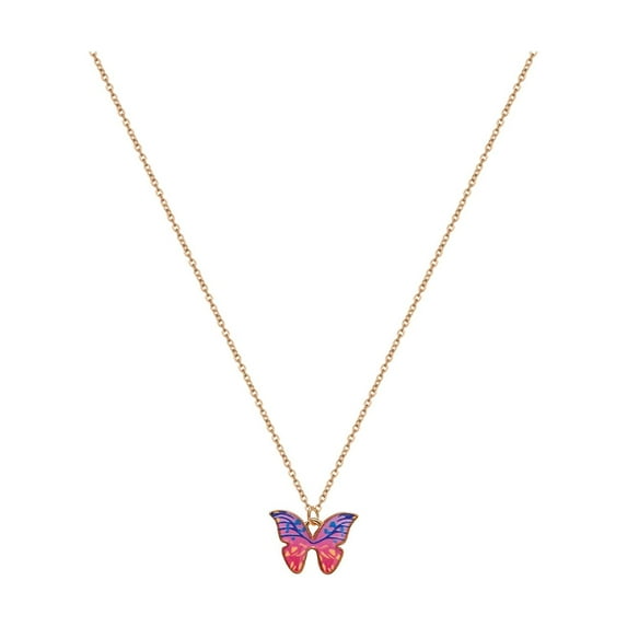 Ouneed Bohemian Alloy Tilting Butterfly Painting Oil Necklace Personalized Butterfly Clavicle Chain