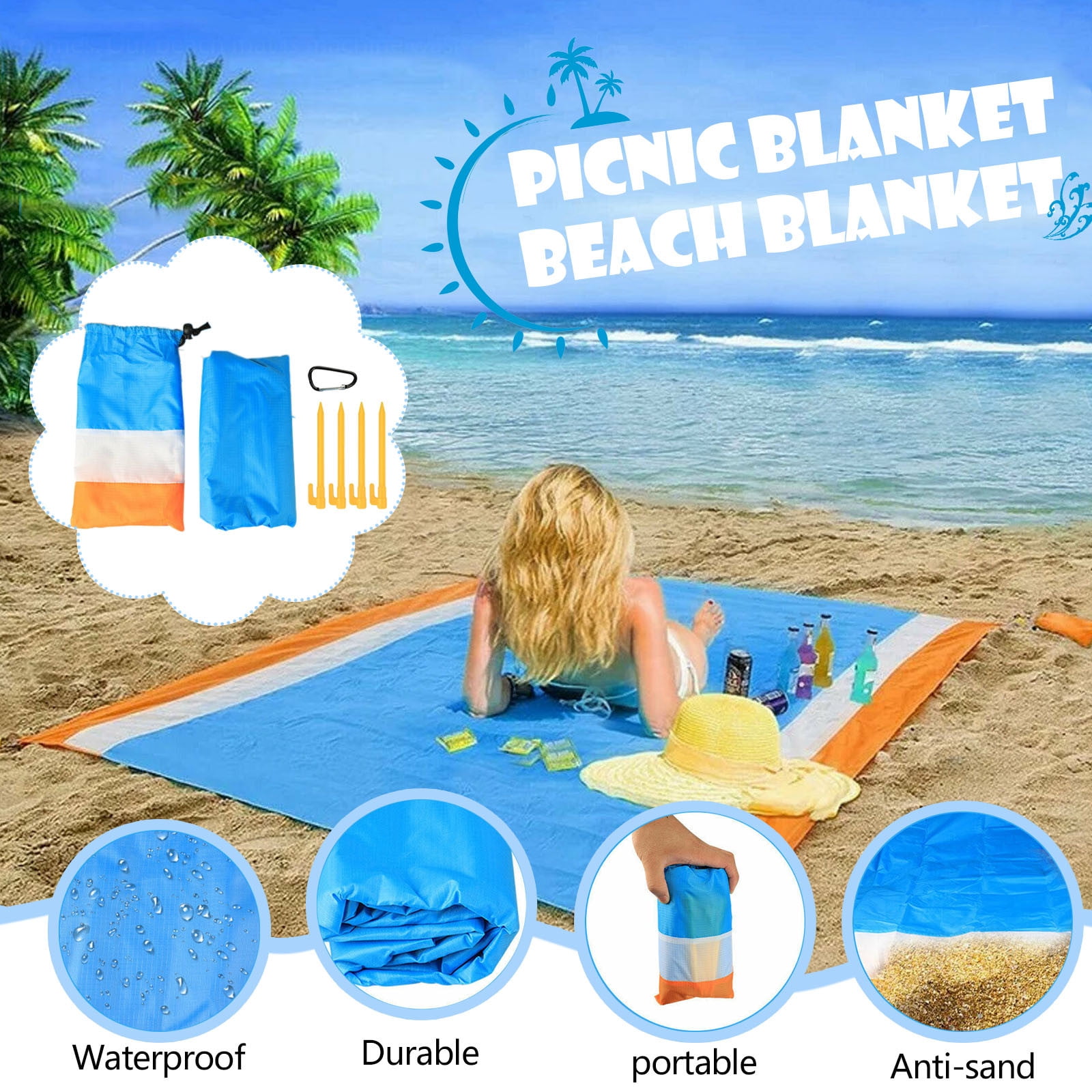 Ouneed Outdoor Waterproof Picnic Blanket Rug Portable Camping Sandless